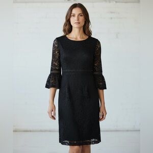 Tommy Hilfiger, Elegant Black Lace Dress, Size 12